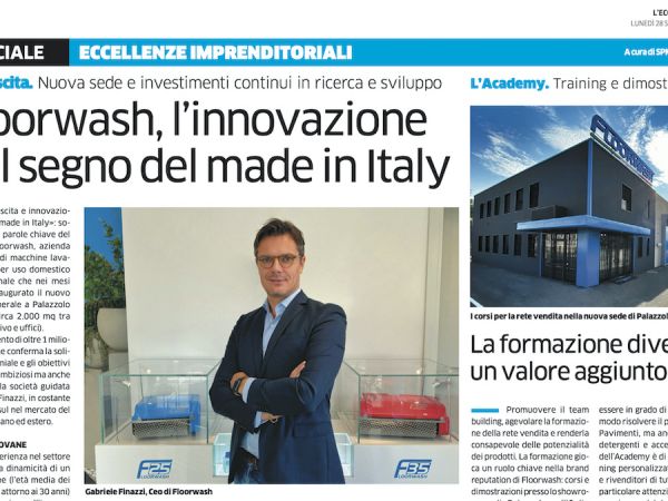 Eco di Bergamo 28/09/2020 "Floorwash, l'innovazione nel segno del Made in Italy"